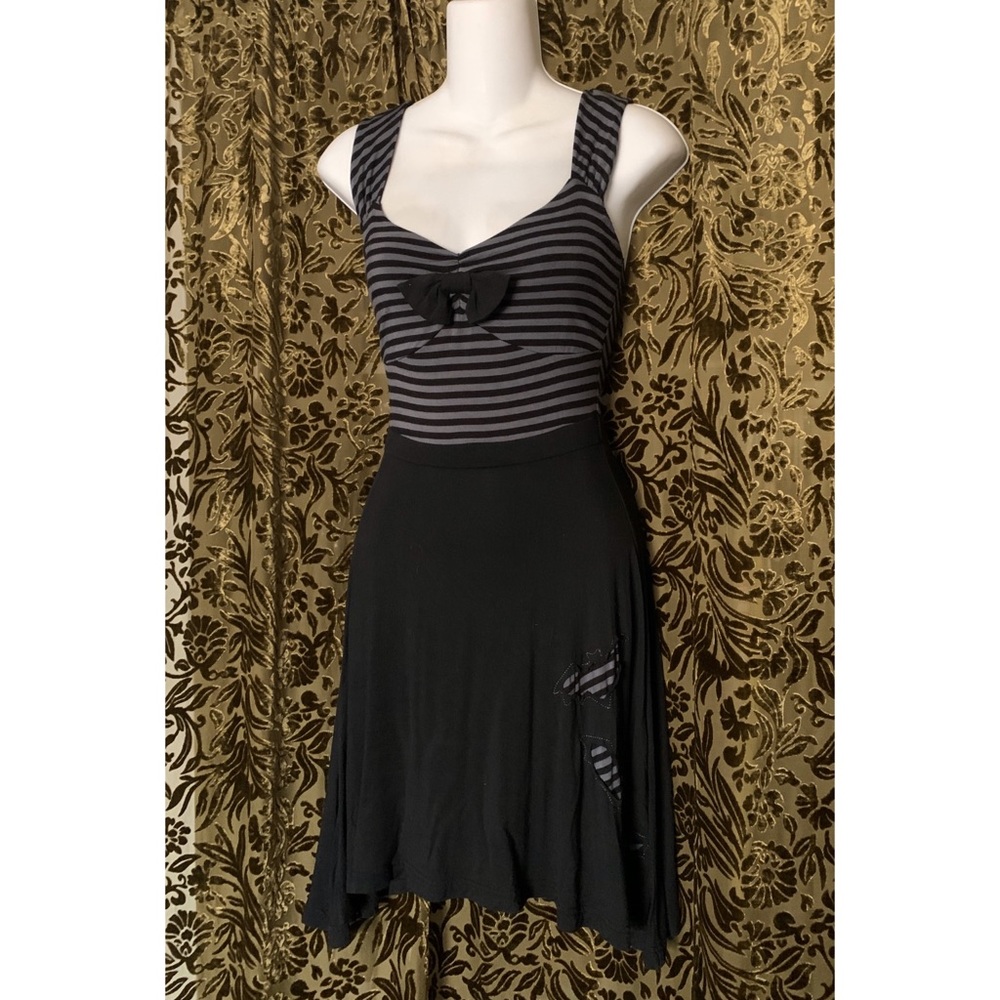 Sourpuss Black and Gray Striped Bats Dress